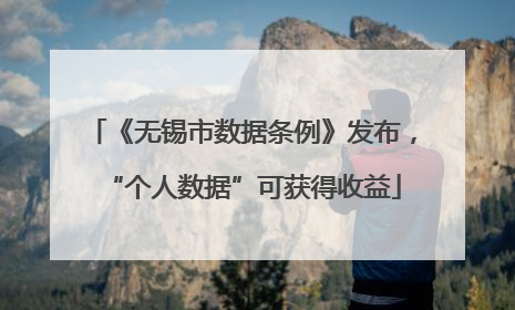 《无锡市数据条例》发布，“个人数据”可获得收益