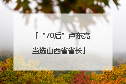 “70后”卢东亮当选山西省省长