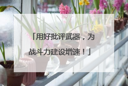 用好批评武器，为战斗力建设增速！