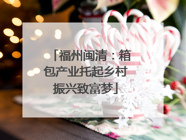 福州闽清：箱包产业托起乡村振兴致富梦
