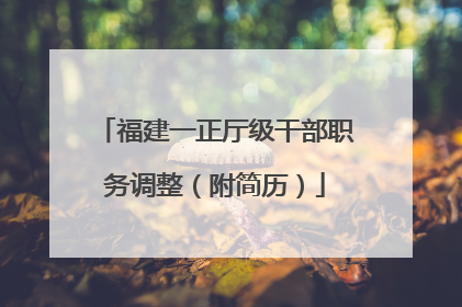 福建一正厅级干部职务调整（附简历）