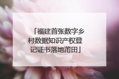福建首张数字乡村数据知识产权登记证书落地莆田