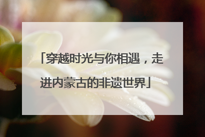 穿越时光与你相遇，走进内蒙古的非遗世界