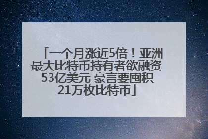 一个月涨近5倍！亚洲最大比特币持有者欲融资53亿美元 豪言要囤积21万枚比特币