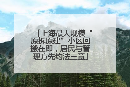 上海最大规模“原拆原建”小区回搬在即，居民与管理方先约法三章