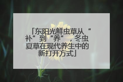 东阳光鲜虫草从“补”到“养”，冬虫夏草在现代养生中的新打开方式