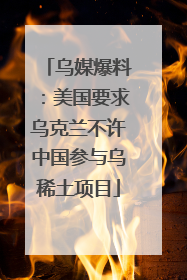 乌媒爆料：美国要求乌克兰不许中国参与乌稀土项目
