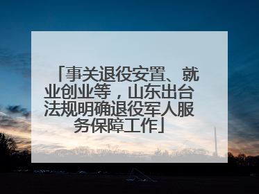 事关退役安置、就业创业等，山东出台法规明确退役军人服务保障工作