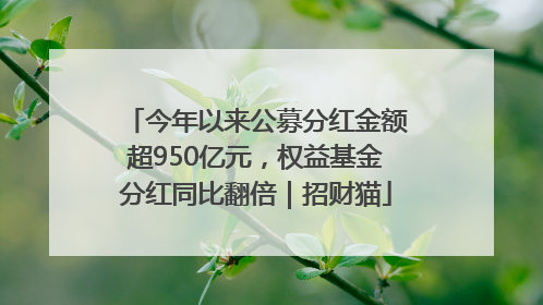 今年以来公募分红金额超950亿元，权益基金分红同比翻倍｜招财猫