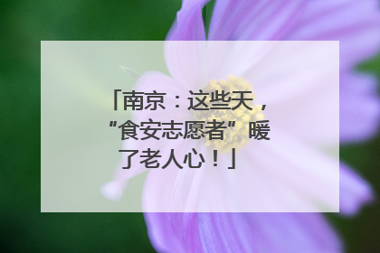 南京：这些天，“食安志愿者”暖了老人心！