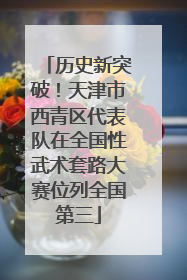 历史新突破！天津市西青区代表队在全国性武术套路大赛位列全国第三