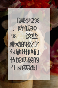 减少2%、降低30%……这些跳动的数字勾勒出他们节能低碳的生动实践