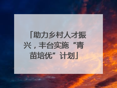 助力乡村人才振兴，丰台实施“青苗培优”计划