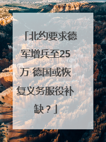 北约要求德军增兵至25万 德国或恢复义务服役补缺？