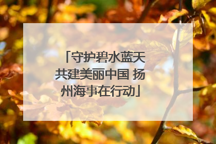 守护碧水蓝天 共建美丽中国 扬州海事在行动