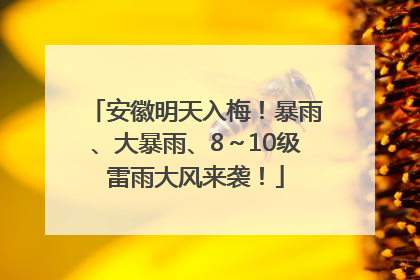 安徽明天入梅！暴雨、大暴雨、8～10级雷雨大风来袭！
