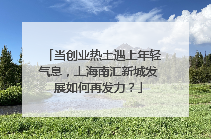 当创业热土遇上年轻气息，上海南汇新城发展如何再发力？