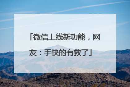 微信上线新功能，网友：手快的有救了