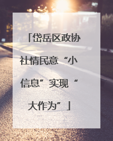 岱岳区政协社情民意“小信息”实现“大作为”