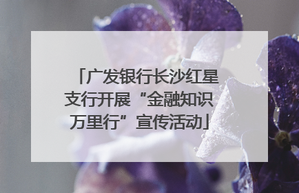 广发银行长沙红星支行开展“金融知识万里行”宣传活动