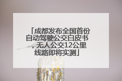 成都发布全国首份自动驾驶公交白皮书，无人公交12公里线路即将实测