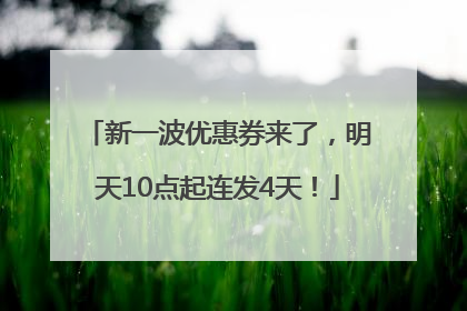 新一波优惠券来了，明天10点起连发4天！