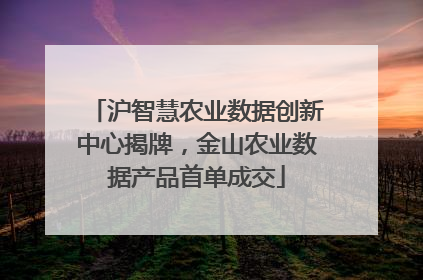沪智慧农业数据创新中心揭牌，金山农业数据产品首单成交