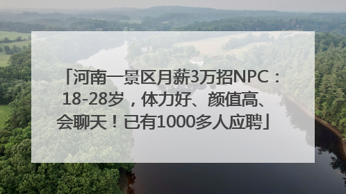 河南一景区月薪3万招NPC：18-28岁，体力好、颜值高、会聊天！已有1000多人应聘