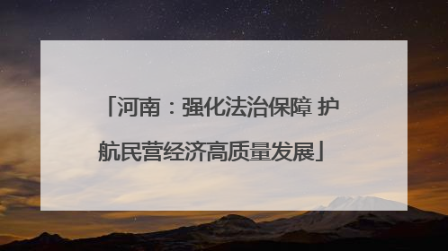 河南：强化法治保障 护航民营经济高质量发展