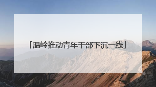 温岭推动青年干部下沉一线