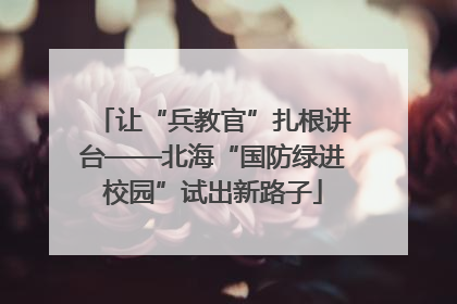 让“兵教官”扎根讲台——北海“国防绿进校园”试出新路子