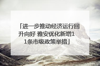 进一步推动经济运行回升向好 雅安优化新增11条市级政策举措