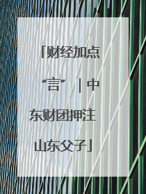 财经加点“言”｜中东财团押注山东父子