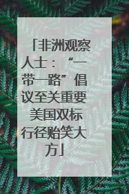 非洲观察人士：“一带一路”倡议至关重要 美国双标行径贻笑大方