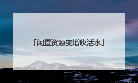 闲置资源变增收活水
