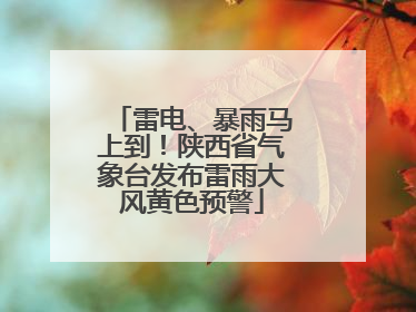 雷电、暴雨马上到！陕西省气象台发布雷雨大风黄色预警